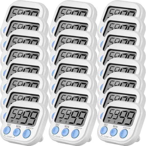 Weewooday 24 Pcs Digital Kitchen Timer Bulk, White