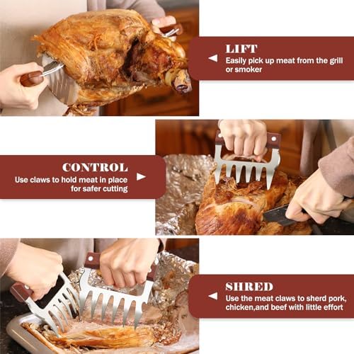 2 Pcs Meat Handler Shredder Claws,Chicken Shredder Claws, Stainless Steel Barbecue Meat Splitter For Shredding Handing Food.