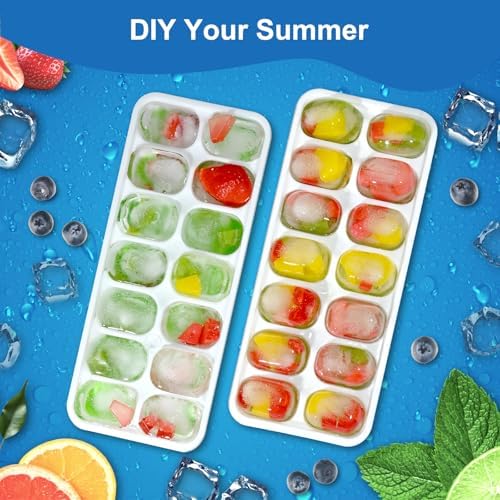 Ice Cube Trays with Lids for Freezer, 5 Pack Silicone Set, 70 Cubes