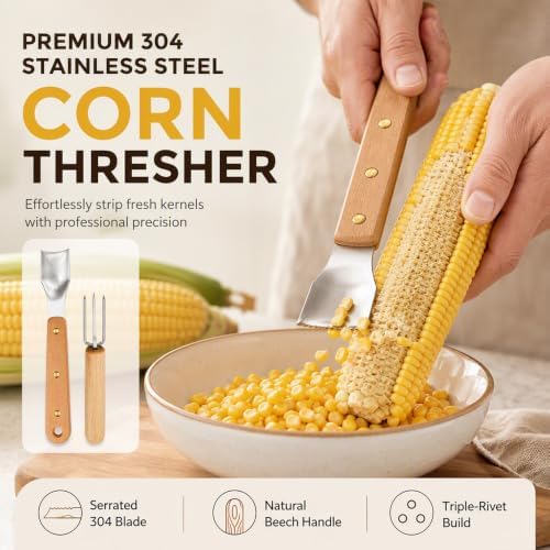 Corn Peeler, 2026 New Stainless Steel Corn Stripper Tool with Holder