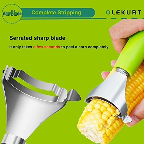 Corn Shaped Corn Stripper, Corn Peeler for Corn on the Cob Remover Tool, Corn Thresher with Good Grips (Green-yellow)…