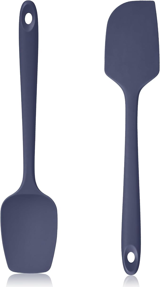 600ºF Heat Resistant Silicone Spatula Spoonula Set of 2, Blue | High Heat Food Safe Kitchen Use Scraper for Cooking Baking Mixing Scraping Stirring Cake Nonstick Cookware Pan Bowl