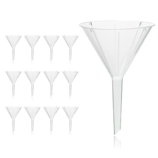 Utile 12pcs Plastic Analytical Funnel Set, PP Material, Top Diameter 50mm, Small Funnel for Lab Bottles, Recreational Activitie, 4512.0013.12