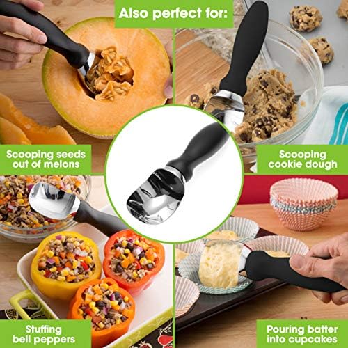 Spring Chef Premium Ice Cream Scoop & Magnetic Ice Scoop - 2 Product Bundle - Black