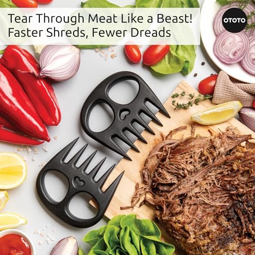 OTOTO New Meat Muncher Meat Claws - Meat Shredder Claws, BBQ Accessories, Grilling Gifts for Men, Halloween Goth Accessories, Spooky Skull Shredder for Goth Kitchen, Heat Resistant Claws (Black)