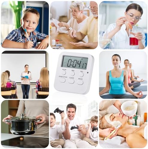 Weewooday 12 Pcs Digital Kitchen Magnetic Timer Bulk Classroom Count up Countdown Egg Timer Cute Desk Stopwatch for Back to School Teacher Kids Cooking Office(White,Cute Style)