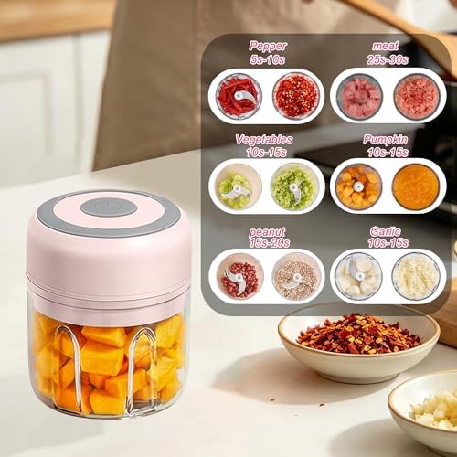 Electric Garlic Mincer, 250ML Small Onion Chopper USB