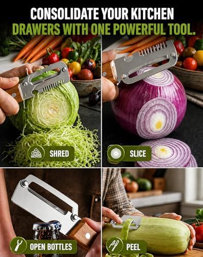 Precision Peeler Pro - Julienne Peeler Vegetable Peeler, Multifunctional Vegetable Peeler, 2.5mm Thickened Stainless Steel Peeler, Heavy Duty Julienne Peelers for Squash, Pineapple, Sugarcane (Type-B)