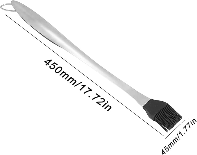OUKENS Basting Brush, 17.7inch Stainless Steel Long Handle Multipurpose Heat Insulation Anti Scalding Silicone Oil Brush for Cooking, for Pastry Sauce BBQ Grill