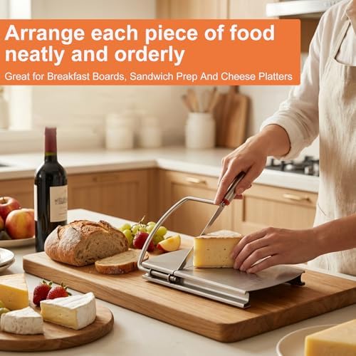 Cheese Slicer, Stainless Steel Cheese Cutter with Adjustable Thickness