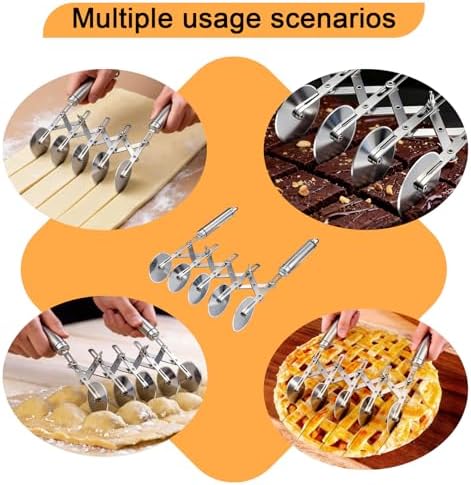 5-Wheel Pastry Cutter & Dough Divider - Adjustable Heavy Duty Stainless Steel Tool for Cinnamon Rolls, Brownies, Lattice, Pasta, Pizza | Achieve Perfect, Even Cuts Every Time