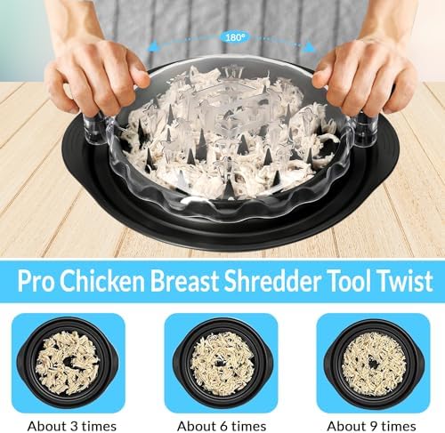 Bee'In Chicken Shredder, Antislip, Visible Tool Twist: Ergonomic Meat Shredder with Safe Claws for Perfect Breast Shredding - Desmenuzador de Pollo (Red)