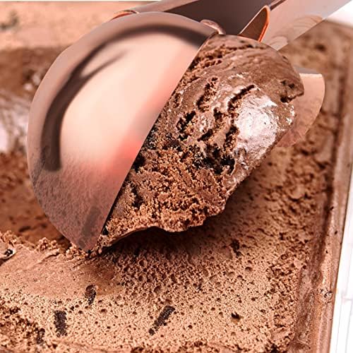 Premium Large Ice Cream Scoop with Trigger Ice Cream Scooper Stainless Steel, Heavy Duty Metal Icecream Scoop Spoon Dishwasher Safe, Perfect for Frozen Yogurt, Gelato, Sundae, Large Rose Gold