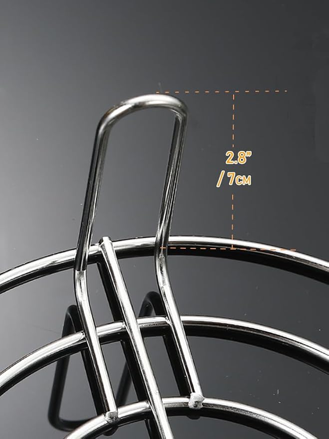 Cooking Rack with 2.8" Height Legs Round Stainless Steel with Legs Dia 8.7" Heavyweight Cross Wire Steaming Cooling Barbecue Rack/Carbon Baking Net/Grill/Pan Grate (Height 2.8",8.7"/22cm)