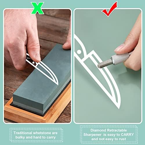 Honoson 5 Pieces Pocket Knife Sharpener Serrated Knife Sharpener Diamond Honing Rod Tactical Pen Steel Rod Pen for Kitchen Outdoor Hunting Fishing Hiking Camping Garden Tools