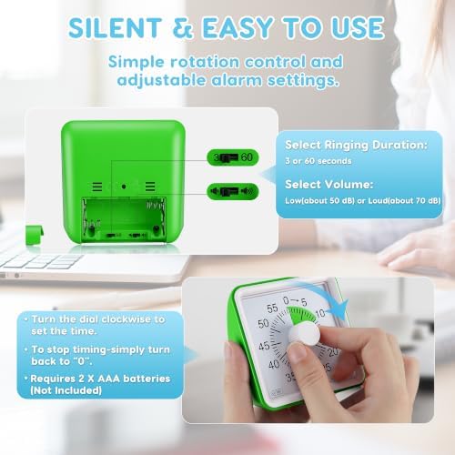 Secura Visual Timer for Kids, 60 Minute Classroom Countdown Timer for Study