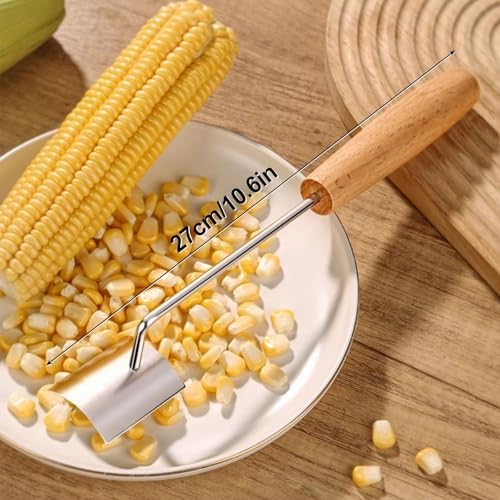 Corn Cob Stripper, 2026 Wood Handle Stainless Steel Corn Stripping Tool, Corn Cutter, Corn Peeler For Corn On The Cob, Suitable For Home Kitchens, Restaurant Chefs, Outdoor Dining Enthusiasts