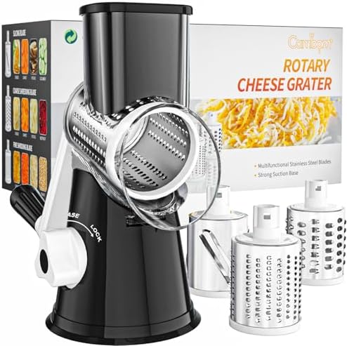 Cambom Rotary Cheese Grater Hand Crank Cheese Shredder, Black