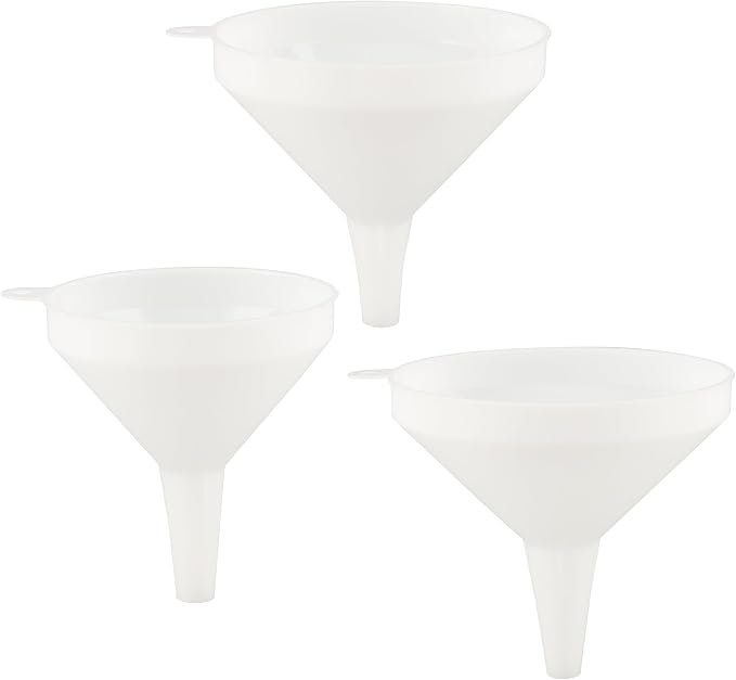 Restaurantware-Met Lux Plastic Funnel Set, 1 Pouring Tool Set - Includes 8,12, and 16-oz Funnel, 3-piece Pouring Tools, Wide Spout, For Transferring Ingredients