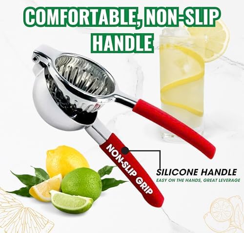 Handheld Lemon Squeezer Stainless Steel, Silicone Handle