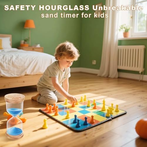 1 Minute Sand Timer, Wooden Sand Clock for Kids, Wood Hourglass, Small Sandglass 1 Min for Classroom, Game, Decorative, Toothbrush (Blue)