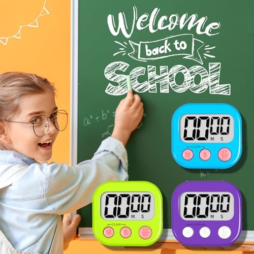 ZILLEEN Digital Kitchen Classroom Timers for Kids Cooking 6pcs Blu Grn Pur