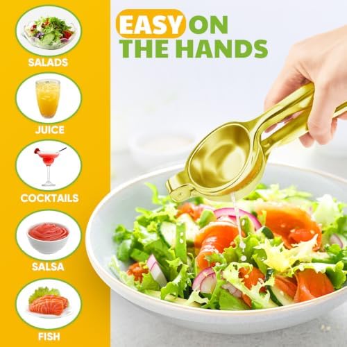 Lemon Squeezer Large, Lemon Squeezer Juicer Stainless Steel, Heavy Duty Manual Citrus Juicer Hand Press, Kitchen Tools Lime Squeezer Bar Tool, Easy to Clean Metal Lemon Hand Press