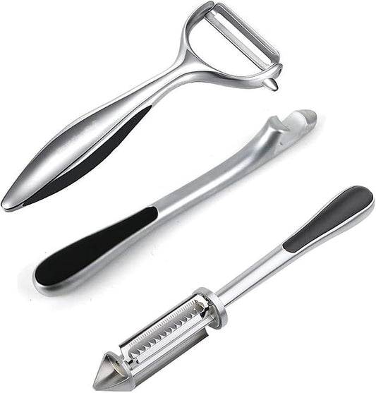 Stainless Steel Vegetable Peeler,Potato Peelers With Potato Eye Remover,Y-Shaped Peele rs & I-Shaped julienne Peeler for All Fruits &Veggies,Durable Non-Slip Handle,Set of 3