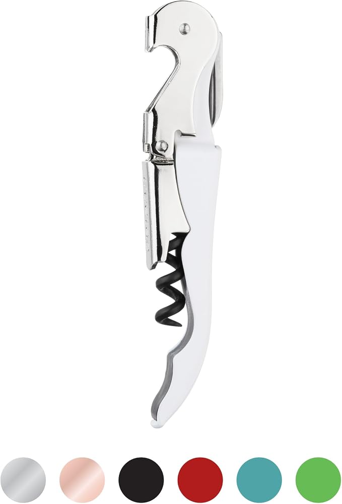True Truetap Double Hinged Waiter's Corkscrew Wine Opener, Stainless Steel Wine Bottle Opener with Built In Foil Cutter, Home Bar Tools, Bar Cart Accessories, Wedding Gifts, Set of 1, White