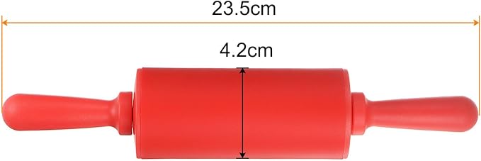 HARFINGTON Silicone Rolling Pins for Baking 9 Inch Non Stick Rolling Pin Small Roller Playdough Rolling Pins for Dough Pizza Pastry Fondant Kitchen, Red