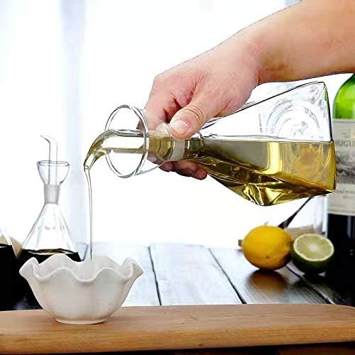 17oz Glass All-Purpose Cruet, Glass Oil Decanter and Cruet (Pyramidal-17 oz) (Pack of 2)