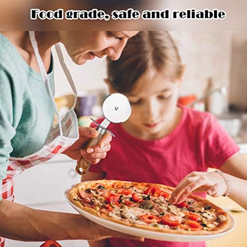 Stainless Steel Pizza Slicer, 20cm Classic Pizza Wheel Kitchen Gadget Pizza Cutters with Anti-Slip Wooden Handle