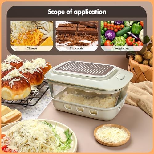Glass Cheese Grater with Container, 46OZ Airtight Cheese Grater Bowl with Lid, Non-Slip Silicone Base, BPA-Free, Dishwasher & Freezer Safe for Cheese, Butter and Chocolate