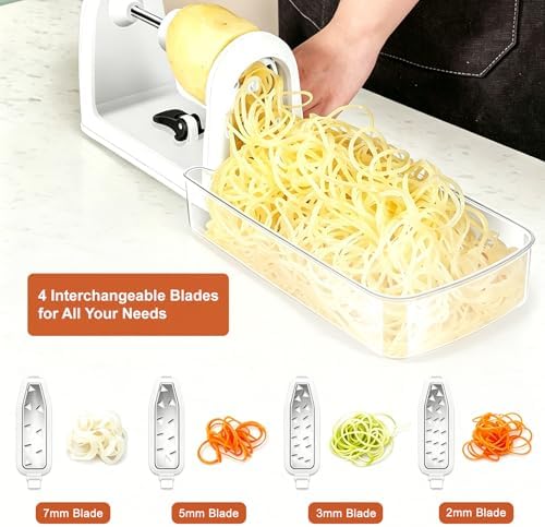 2-in-1 Manual Veggie Spiralizer, Stainless Steel Zoodle Slicer Shredder