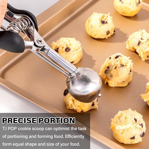 Cookie Scoop 1 Tbsp for Baking, Professional Stainless Steel Ice Cream Scoop 35mm, Melon Baller Meatball Scoop, Good Soft Grips, Quick Trigger Release, 15ml (1 Tablespoon)