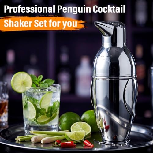 Penguin Cocktail Shaker with Strainer 17 oz