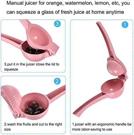 uxcell Manual Hand Squeezer, Aluminium Alloy Lemon Orange Citrus Juicer Suitable for Lemon, Watermelon, Orange, Pomegranate, Cucumber - Pink