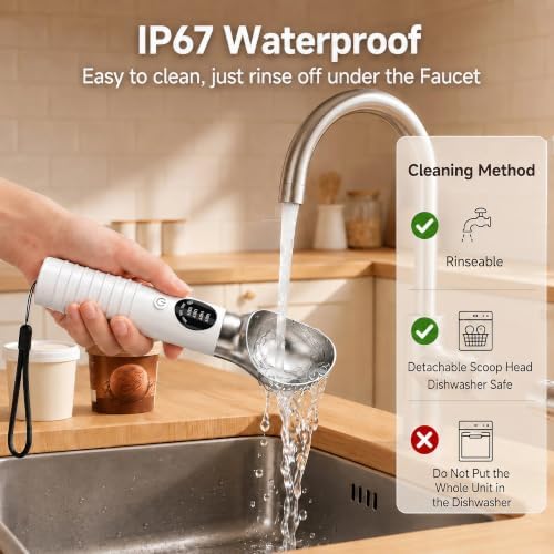 Heated Ice Cream Scoop with Removable Dishwasher Safe Head