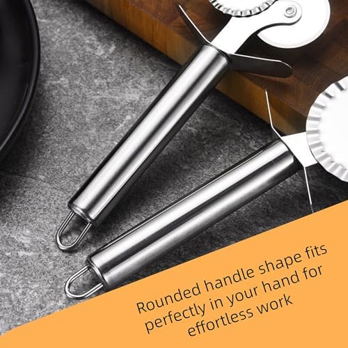 3Pcs Pizza Cutter Wheel, Stainless Steel Pastry Ravioli Wheel Cutter, Double Wheel Multi-Function Pizza Pie Crust Kitchen Utensils Gadgets Tools and 1Pcs Disposable Plastic Cake Cutter