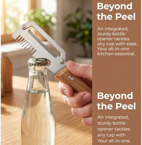 2Pcs Multifunctional Vegetable Peelers, Stainless Steel Wide Blade Potato and Carrot Peeler, 3-in-1 Veggie Peeler With Scallion Shredder and Bottle Opener for Kitchen, Camping and Trave