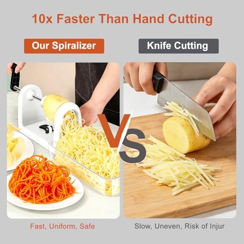 2-in-1 Manual Veggie Spiralizer, Stainless Steel Zoodle Slicer Shredder