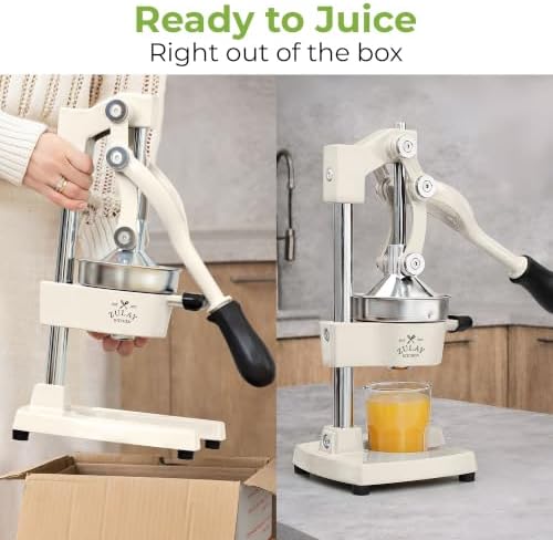 Zulay Kitchen Cast Iron Juicer - Heavy Duty Orange Juicer with Detachable Strainers for Easy Cleaning, Citrus Press for Citrus Fruits, Perfect for Bartenders, Juice Lovers & Health Enthusiasts