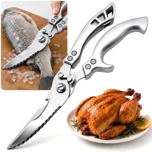 Poultry Shears, Spring Loaded Kitchen Scissors Fish Scaler Opener