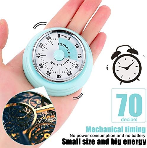 No battery mechanical timer, kitchen timer with magnet, time manager, can be used for cooking, learning, baking, exercise, etc, beautiful appearance, easy to use (green)