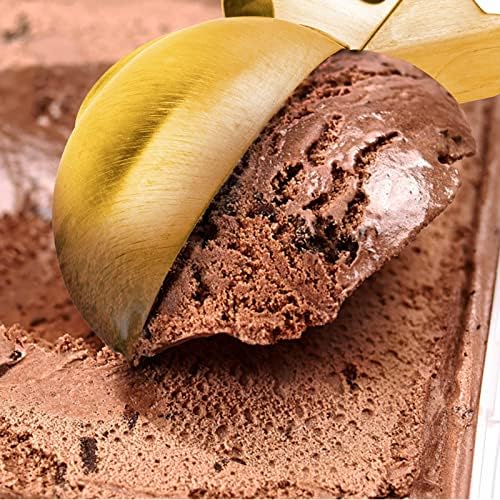 Premium Large Ice Cream Scoop with Trigger Ice Cream Scooper Stainless Steel, Heavy Duty Metal Icecream Scoop Spoon Dishwasher Safe, Perfect for Frozen Yogurt, Gelatos, Sundaes, Large Gold