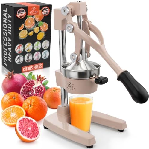 Zulay Kitchen Cast Iron Juicer - Heavy Duty Orange Juicer with Detachable Strainers for Easy Cleaning, Citrus Press for Citrus Fruits, Perfect for Bartenders, Juice Lovers & Health Enthusiasts