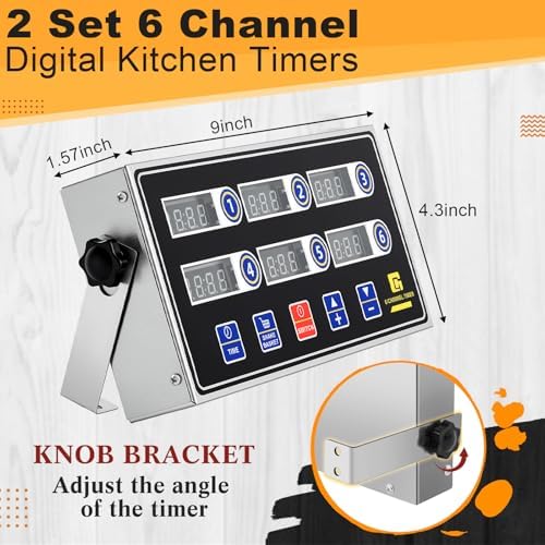 Relaxweex 2 Pack Commercial Digital Kitchen Timer for Cooking, 6 Channel