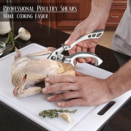 Poultry Shears - Heavy Duty, Stainless Steel, with Leather Sheath