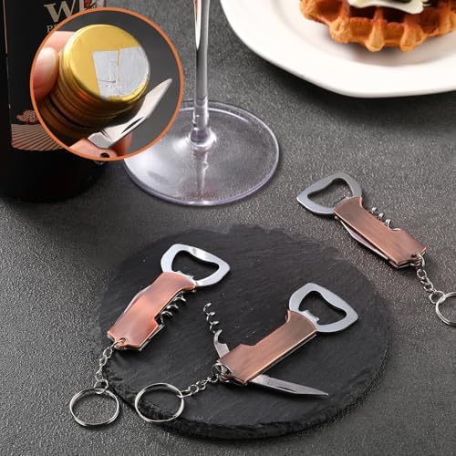 Ziliny 24 Pcs Wine Bottle Opener Keychains Bulk Corkscrew, Red Bronze Color