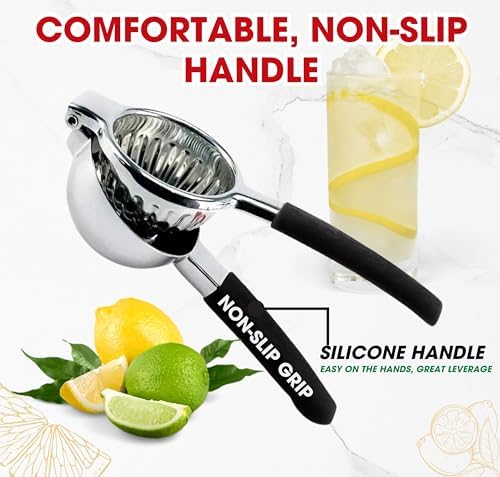 Handheld Lemon Squeezer Stainless Steel, Silicone Handle